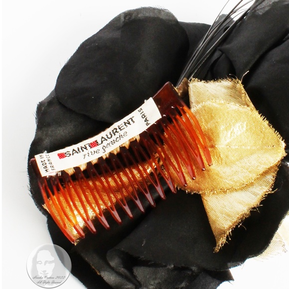 Yves Saint Laurent Decorative Head Piece Hair Comb Flower and Feathers Rare 70s main image 5